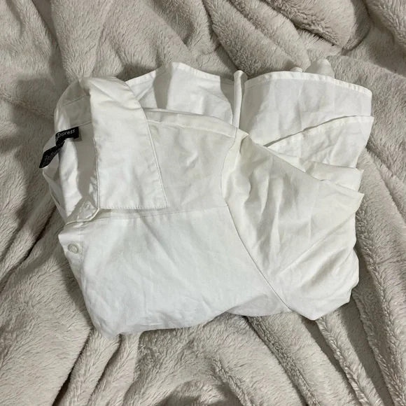 Woman’s cotton express white long sleeve button up w/  flared bottom never worn - Picture 3 of 4